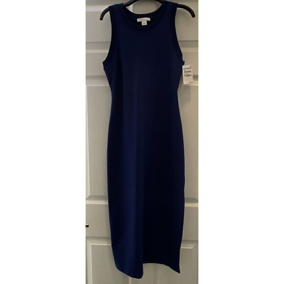 Nordstrom Signature Sz XXS/XS Navy Midi Dress Sodolite Blue $180 - Picture 1 of 11